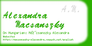 alexandra macsanszky business card